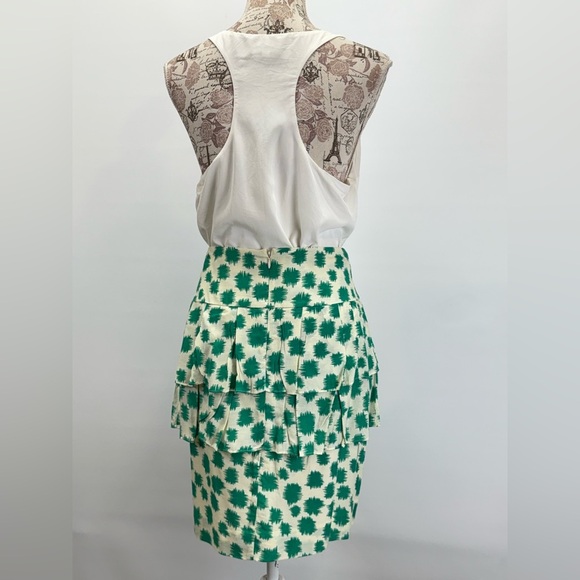 EDME & ESYLLTE for ANTHROPOLOGIE Green abstract print layered mini skirt size 6 - Picture 3 of 15